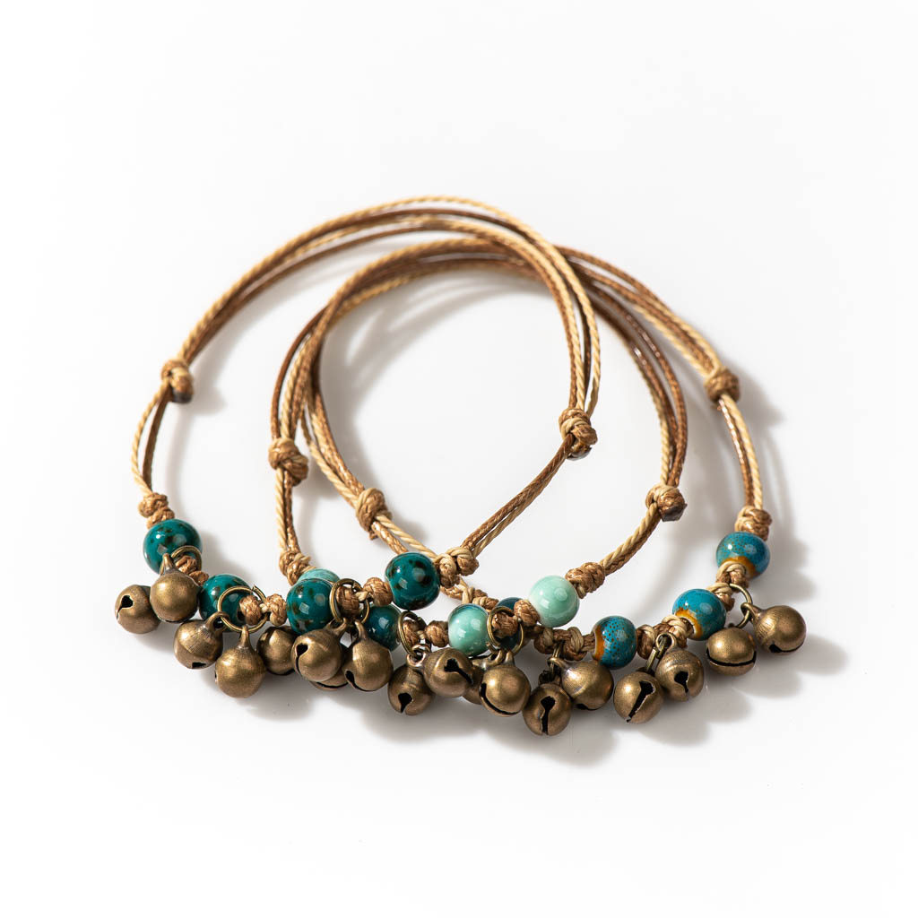 Ceramic Link Bracelet - Handgemaakte keramische retro-stijl kralen verstelbare maat