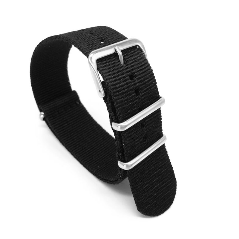 Nylon Nato Strap - Zwarte nylon band voor 16 mm