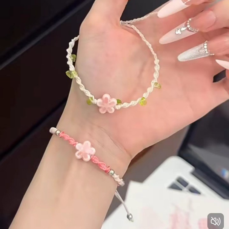 Ceramic Link Bracelet - Handgemaakte wevende keramische kralen geluksbloem armband