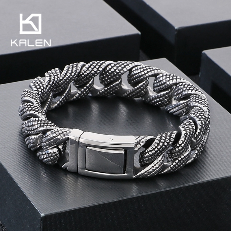 Ceramic Link Bracelet - Kalen 19-21 cm lange roestvrijstalen herenarmband
