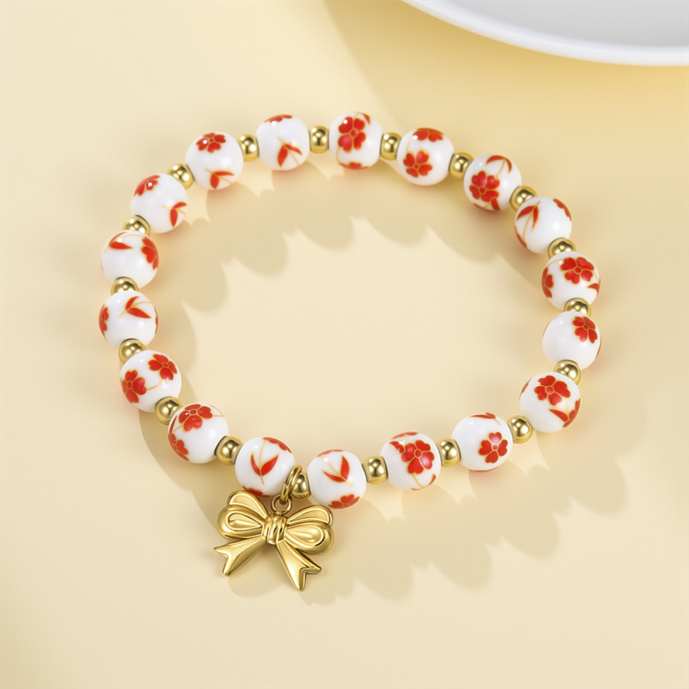 Ceramic Link Bracelet - Kleurrijke keramische kralenarmbanden voor vrouwen, met