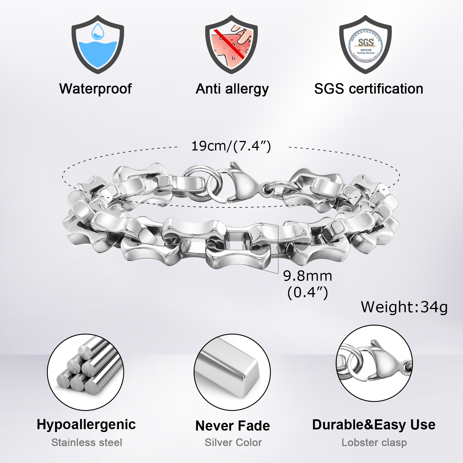 Vnox Zware Gewaagde Heren Kett - Ceramic Link Bracelet recensie en prijs